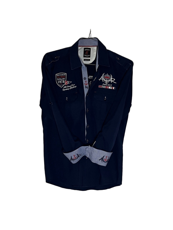 Absolute Rebellion Other - Absolute Rebellion Navy Blue Casual Button Down Shirt